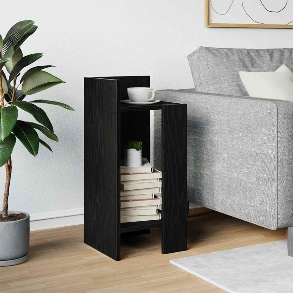 Sidobord med hylla svart 25,5x27x60 cm