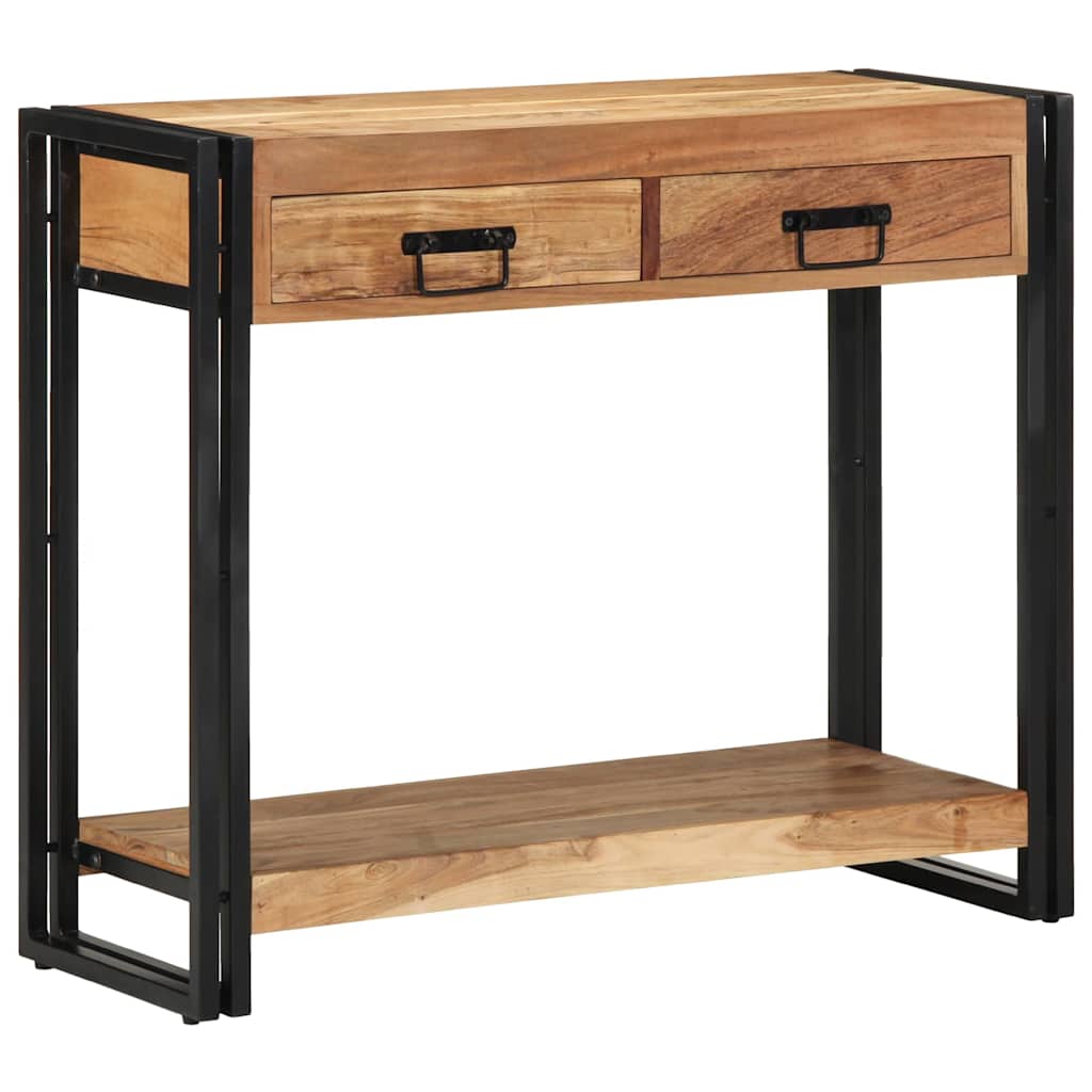 Konsolbord Svart 90x33x75 cm Massivt Akaciaträ och Metall