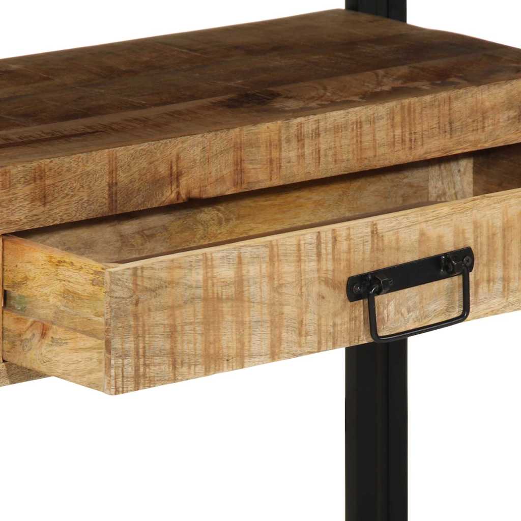 Sidobord Svart 120x33x75 cm Solid Mangoträ och Metall