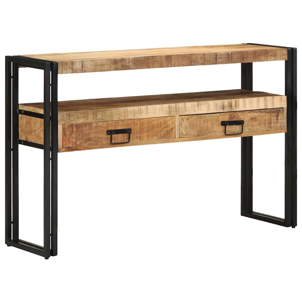 Sidobord Svart 120x33x75 cm Solid Mangoträ och Metall