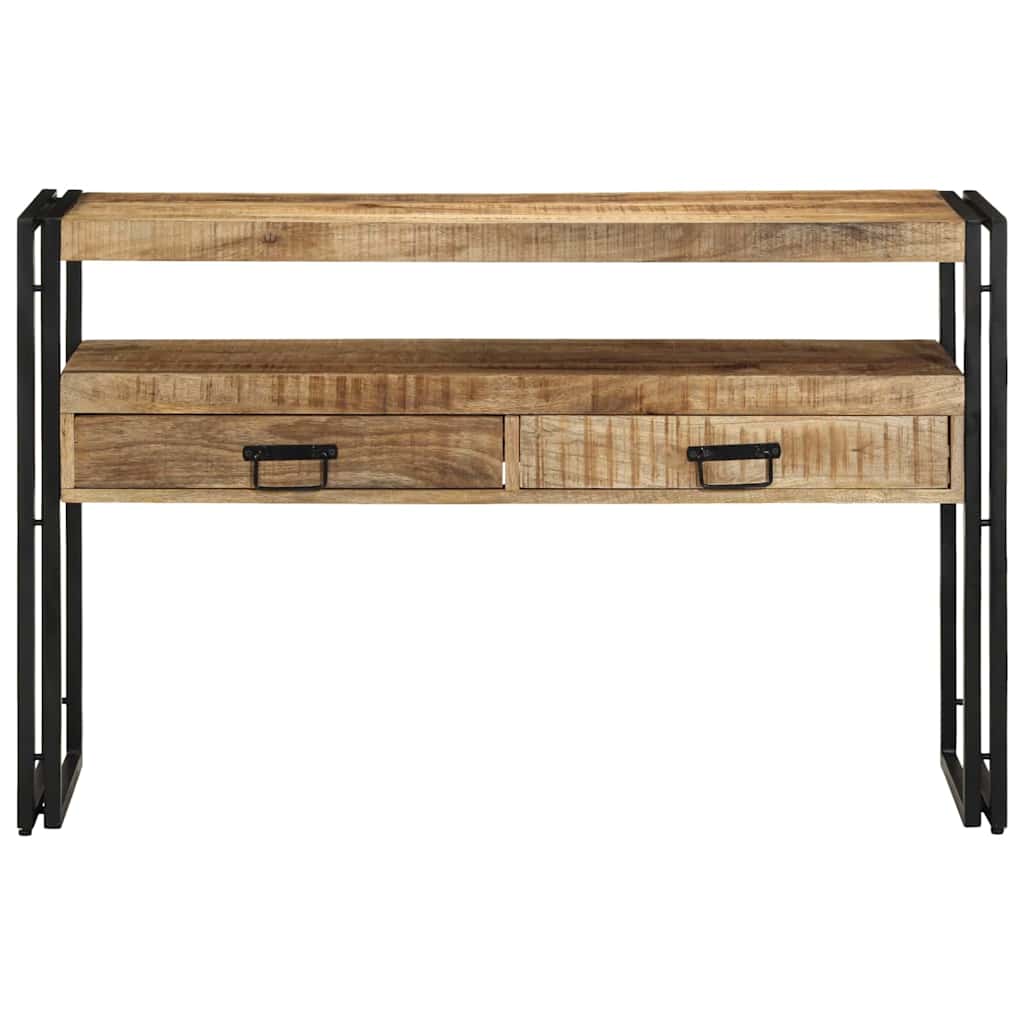 Sidobord Svart 120x33x75 cm Solid Mangoträ och Metall