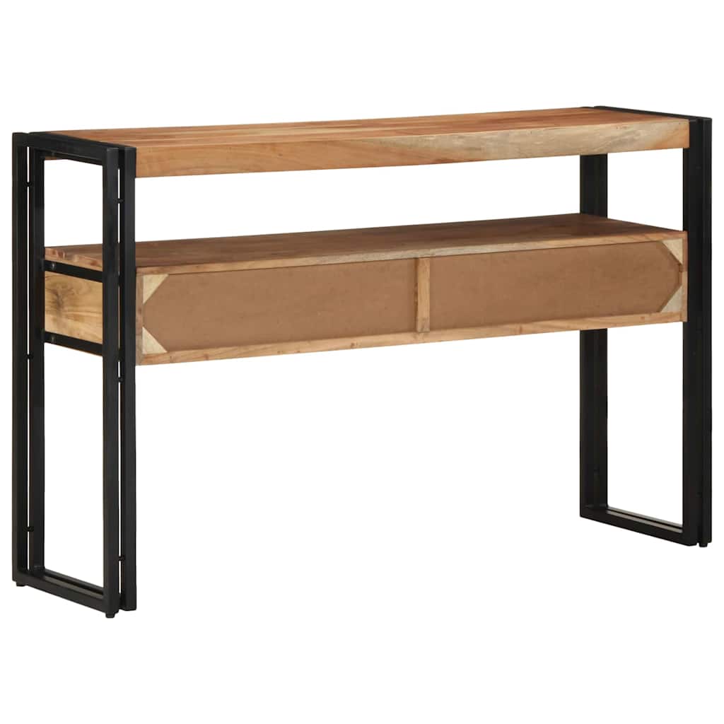 Sidobord Svart 120x33x75 cm Massivt akaciaträ och metall