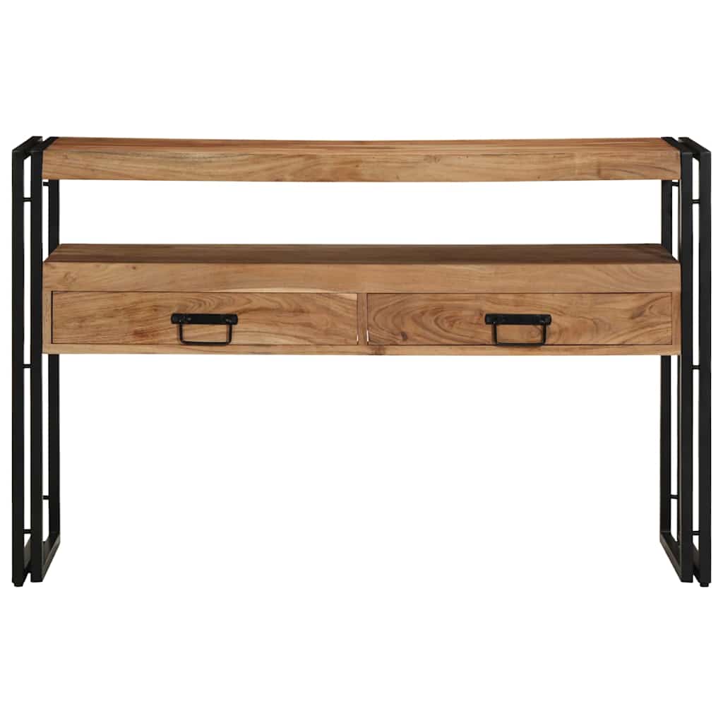 Sidobord Svart 120x33x75 cm Massivt akaciaträ och metall