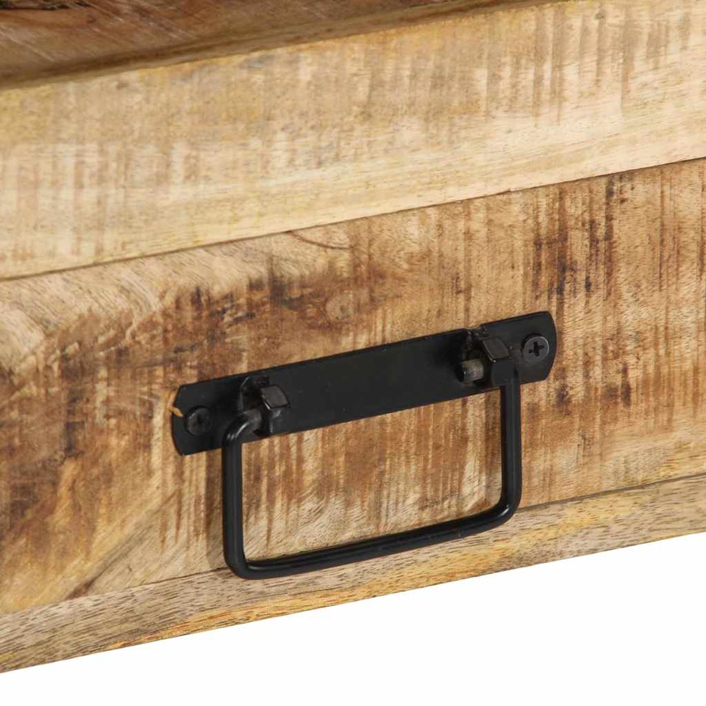 Sidobord Svart 90x33x75 cm Massivt Mangoträ och Metall
