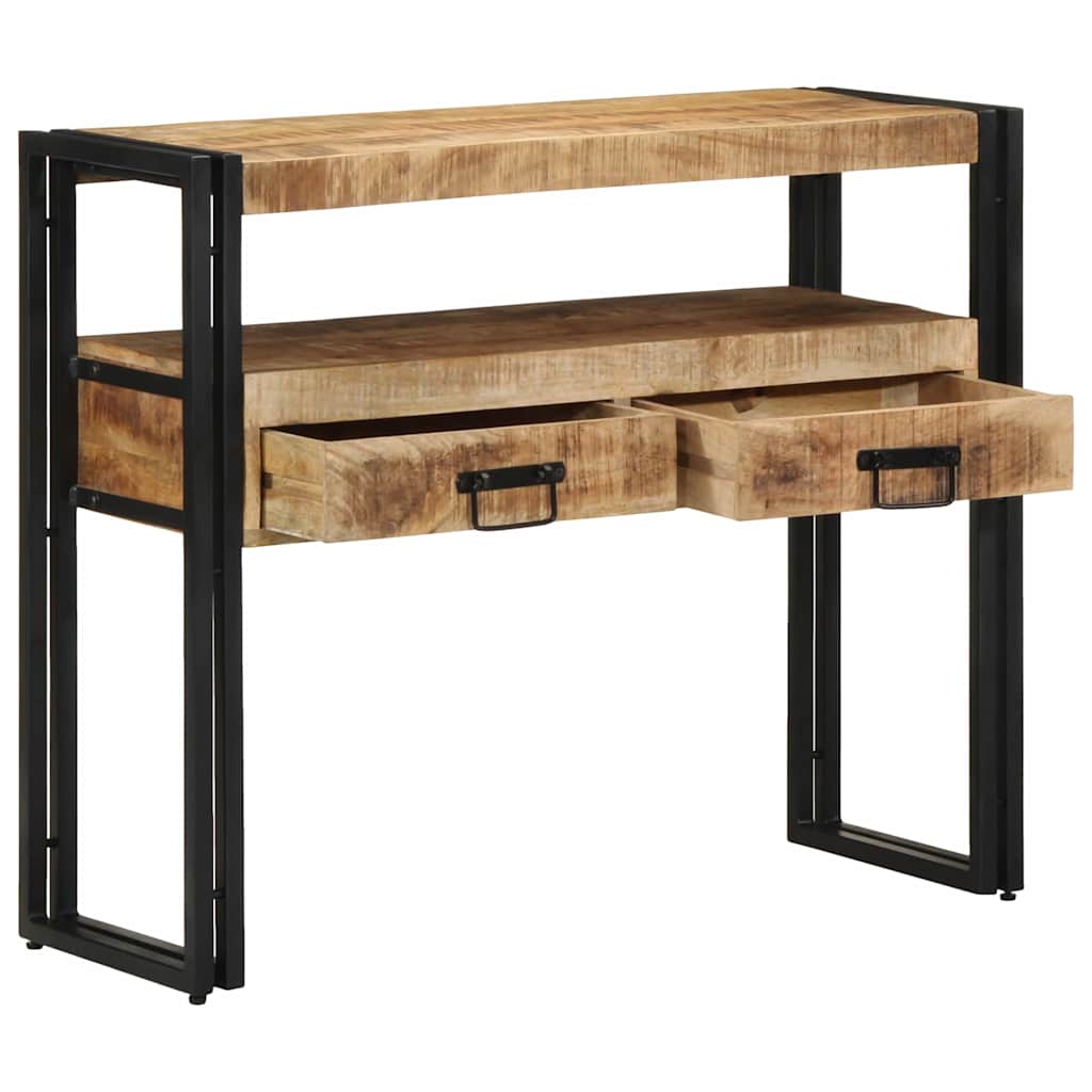 Sidobord Svart 90x33x75 cm Massivt Mangoträ och Metall