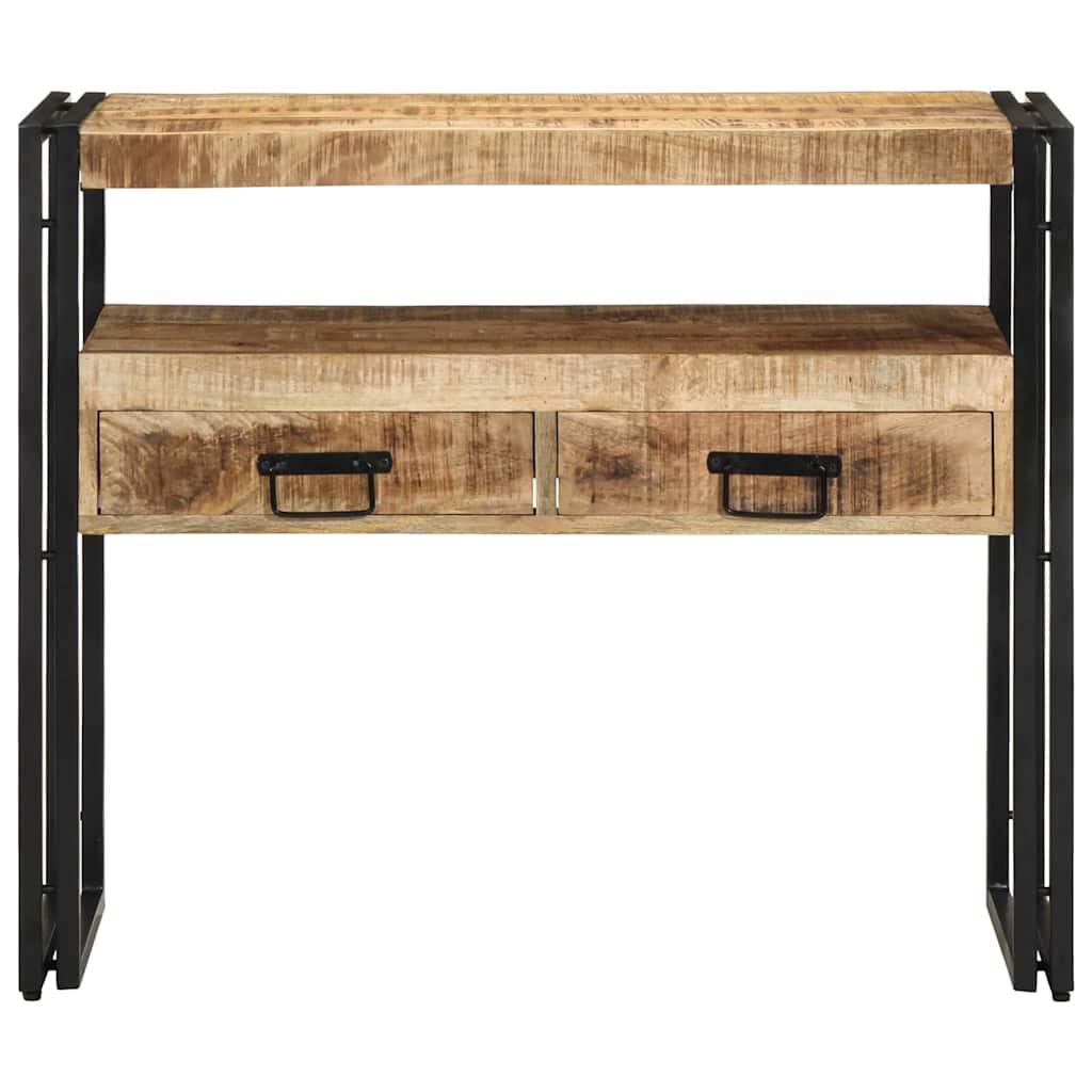Sidobord Svart 90x33x75 cm Massivt Mangoträ och Metall