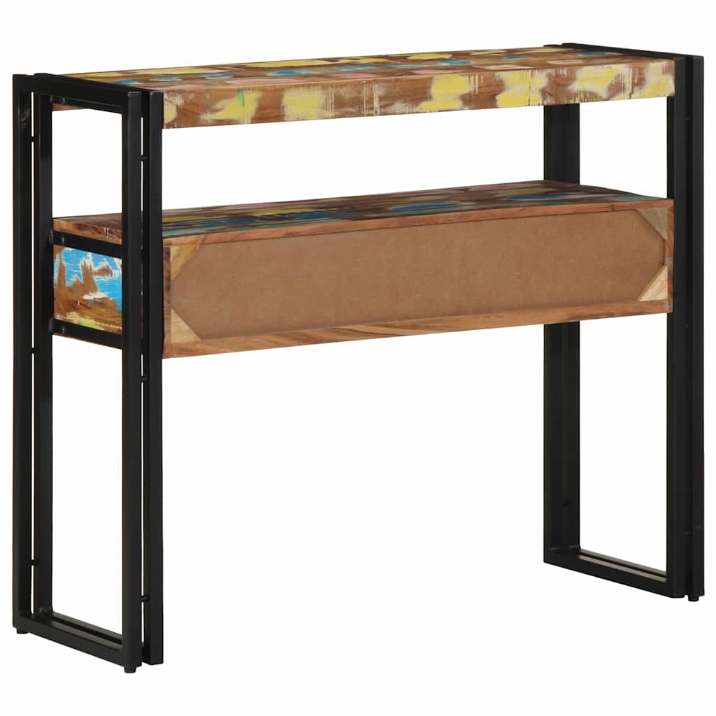 Sidobord Flerfärgad 90x33x75 cm Massivt återvunnet trä & Metall