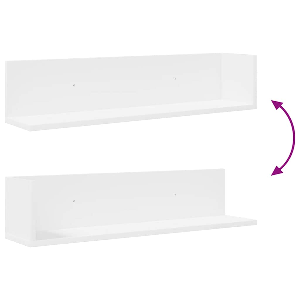 Vägghyllor 2 st vit 75x16,5x16,5 cm konstruerat trä