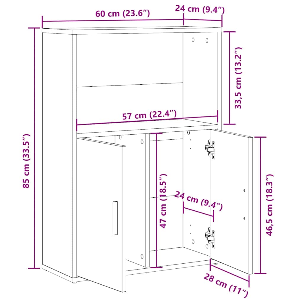 Bokhylla rökfärgad ek 60x24x85 cm konstruerat trä