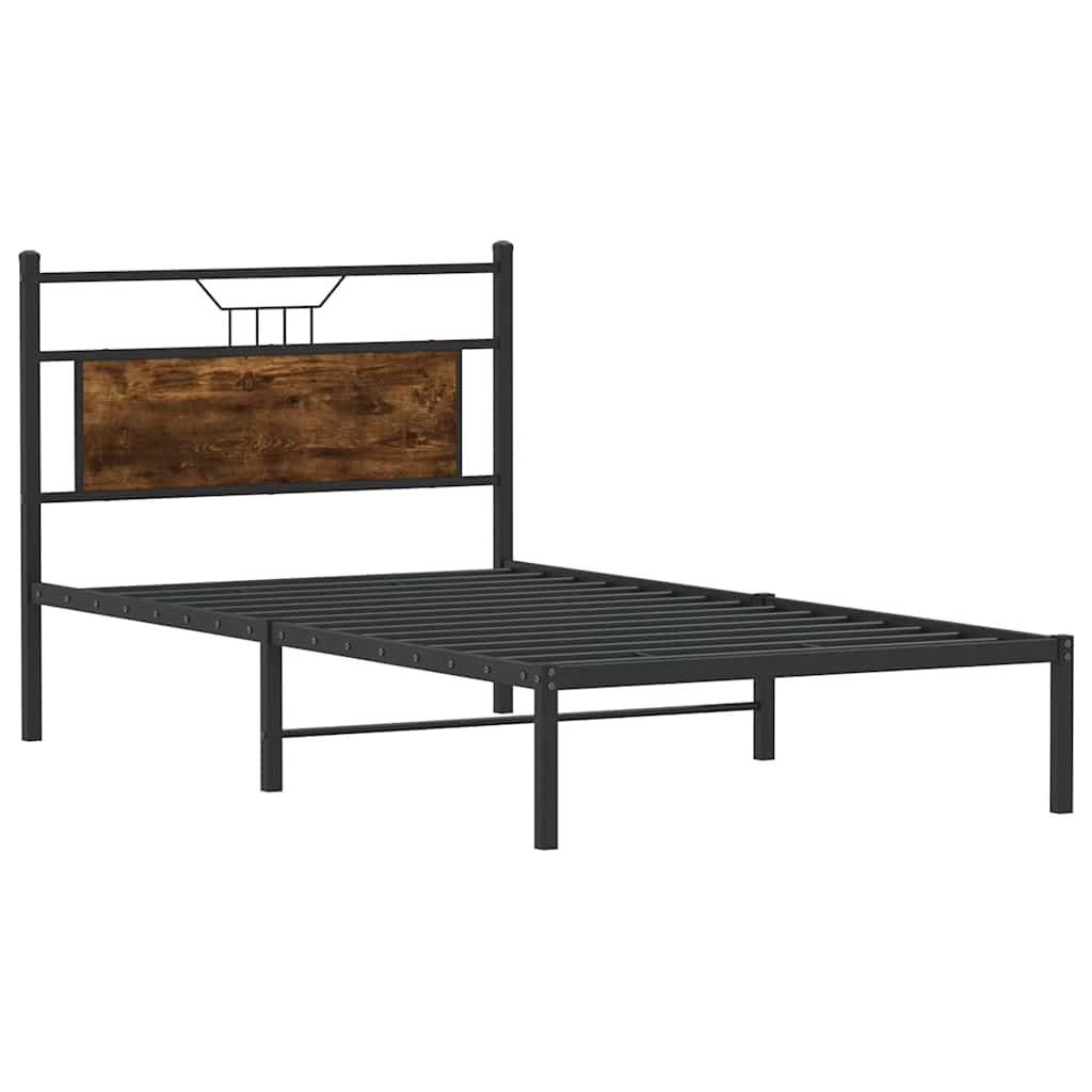 Sängram utan madrass rökfärgad ek 100x190 cm konstruerad trä
