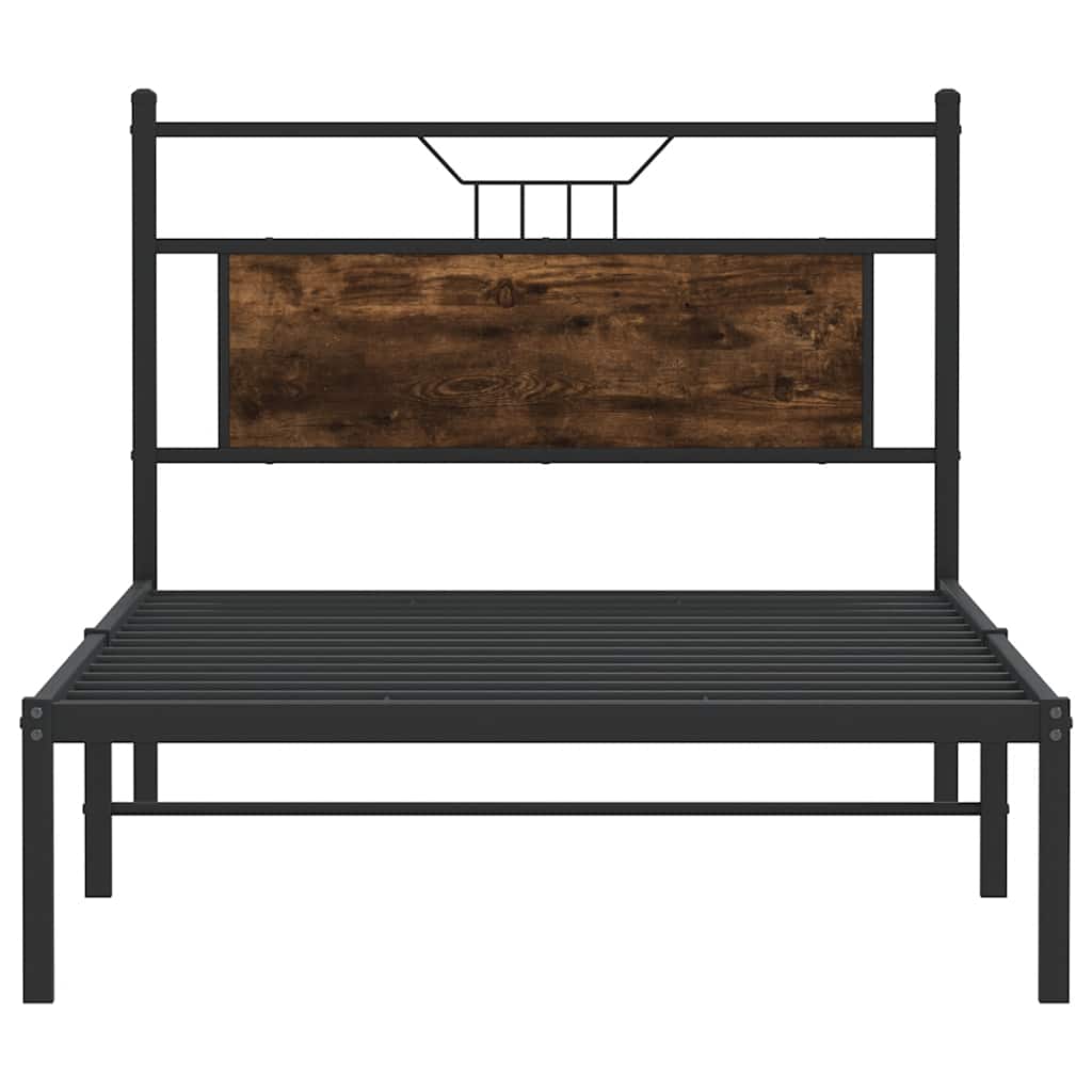 Sängram utan madrass rökfärgad ek 100x190 cm konstruerad trä