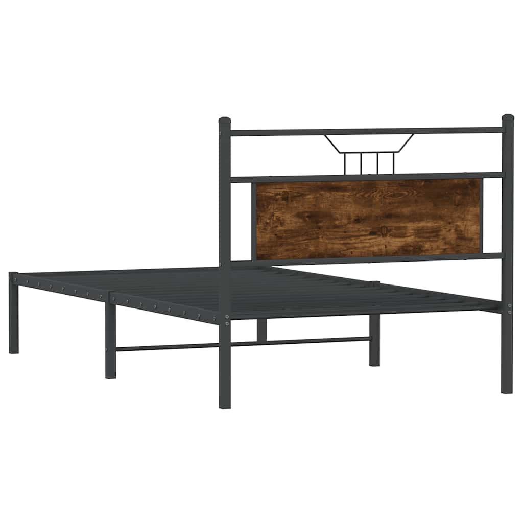 Sängram utan madrass rökfärgad ek 100x190 cm konstruerad trä
