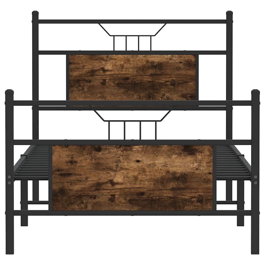 Sängram utan madrass rökfärgad ek 80x200 cm konstruerad trä