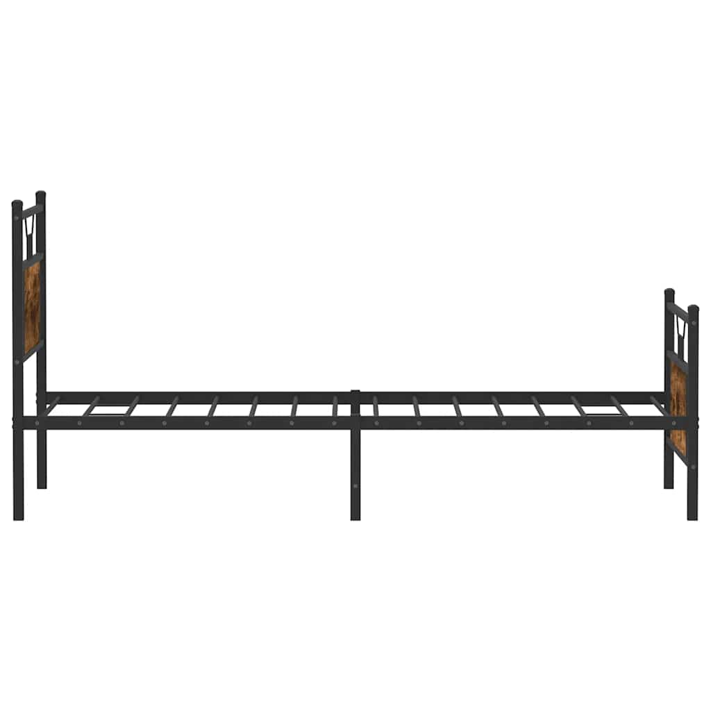 Sängram utan madrass rökfärgad ek 80x200 cm konstruerad trä