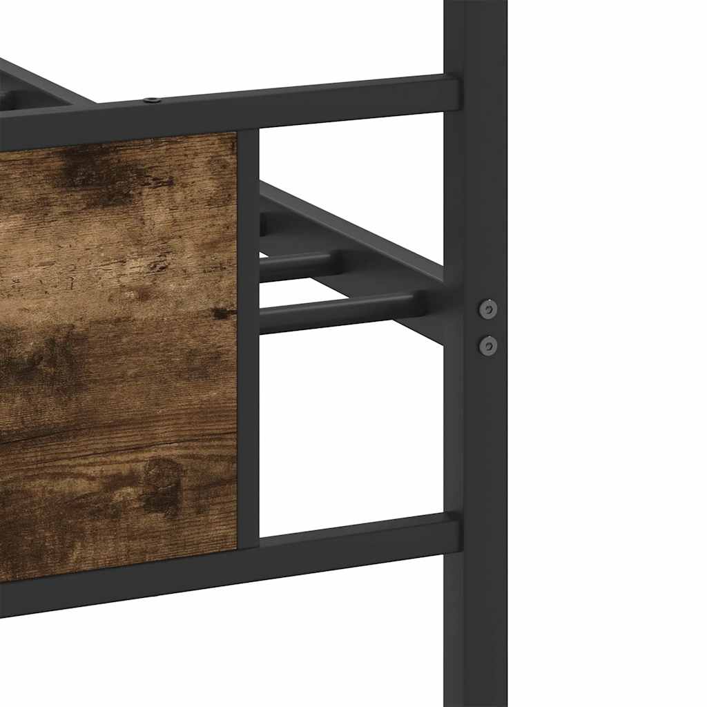 Sängram utan madrass rökfärgad ek 80x200 cm konstruerad trä