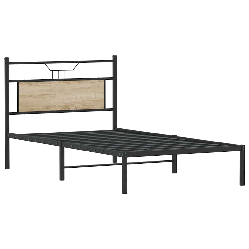 Sängram utan madrass sonoma-ek 100x200 cm konstruerad trä
