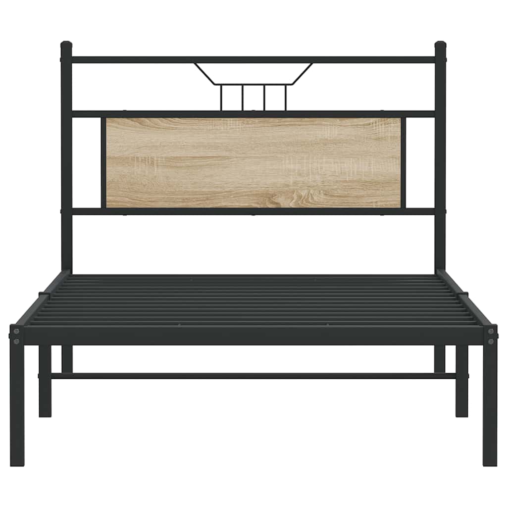 Sängram utan madrass sonoma-ek 100x200 cm konstruerad trä