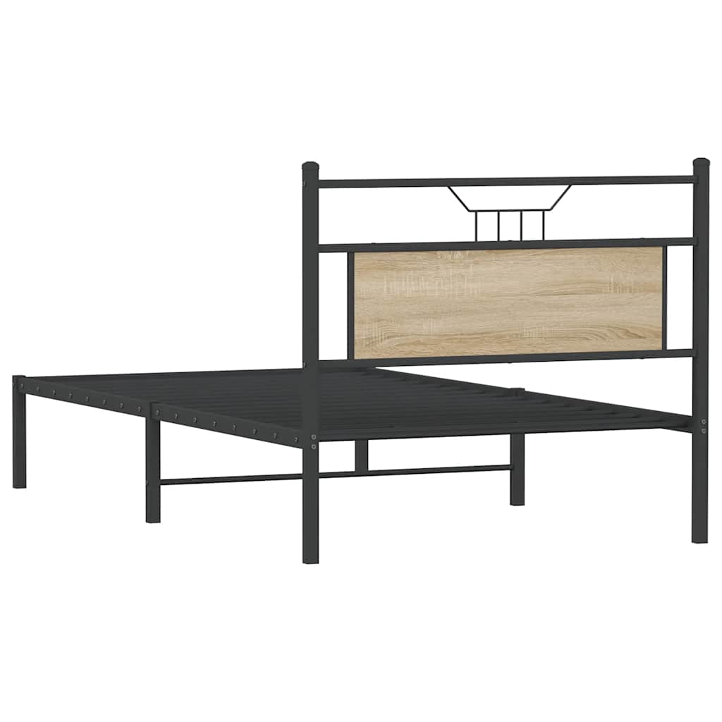 Sängram utan madrass sonoma-ek 100x200 cm konstruerad trä