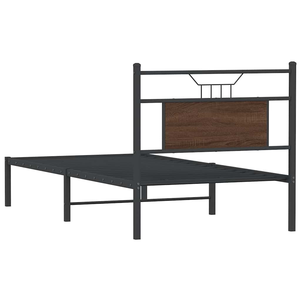Sängram utan madrass brun ek 75x190 cm konstruerad trä