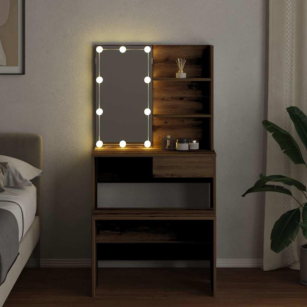 Sminkbordsset med LED Artisan ek konstruerat trä
