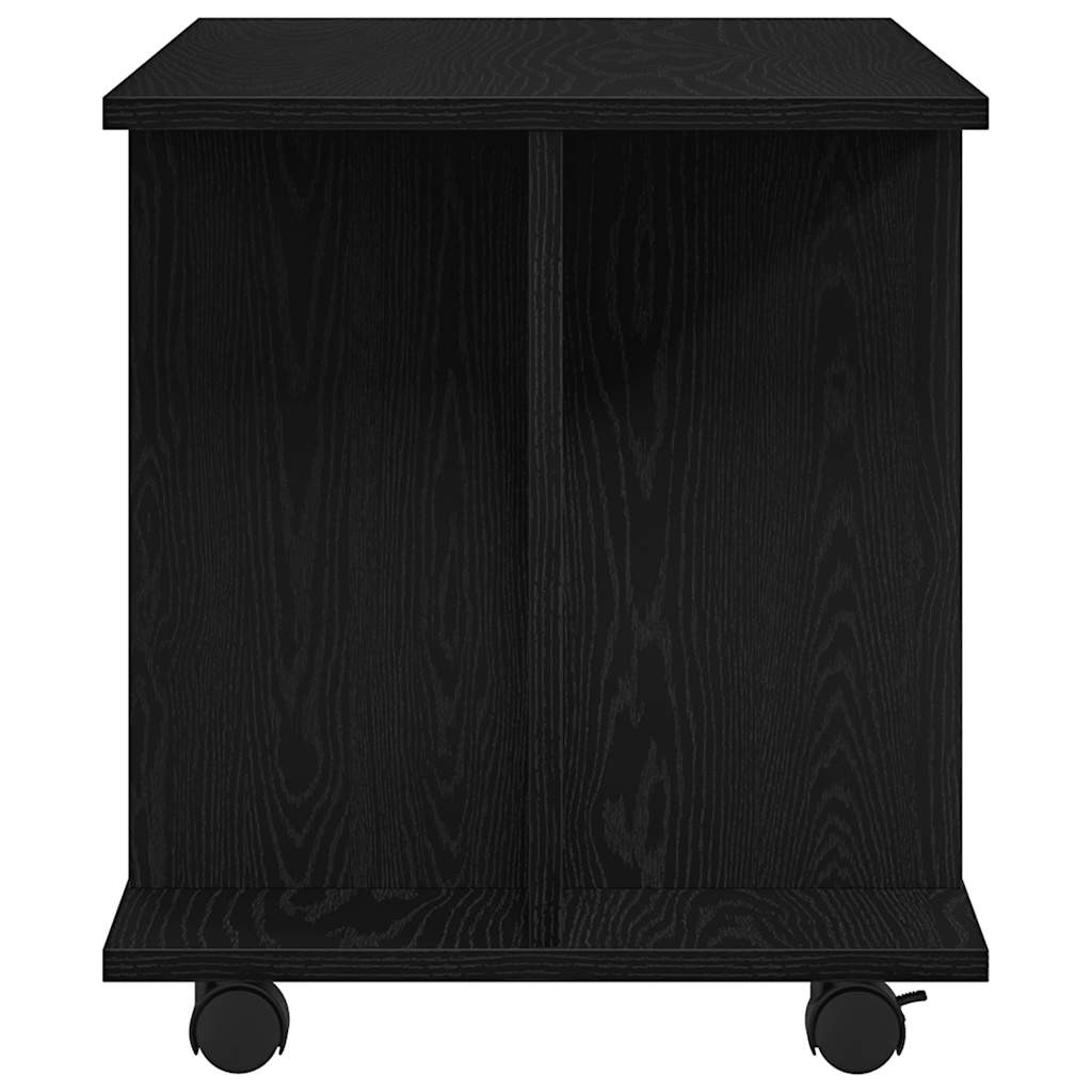 TV-bänk med hjul svart ek 80x40x45 cm konstruerat trä