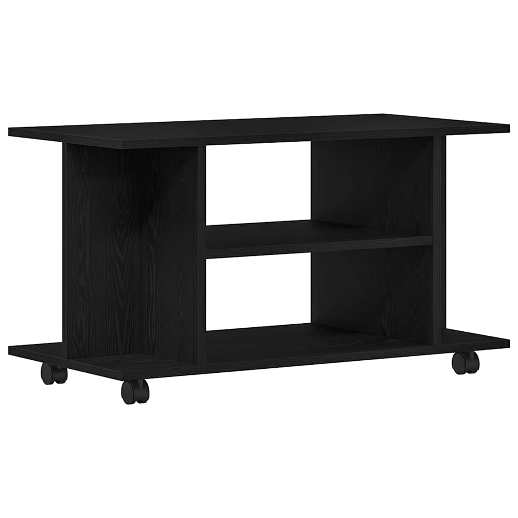 TV-bänk med hjul svart ek 80x40x45 cm konstruerat trä