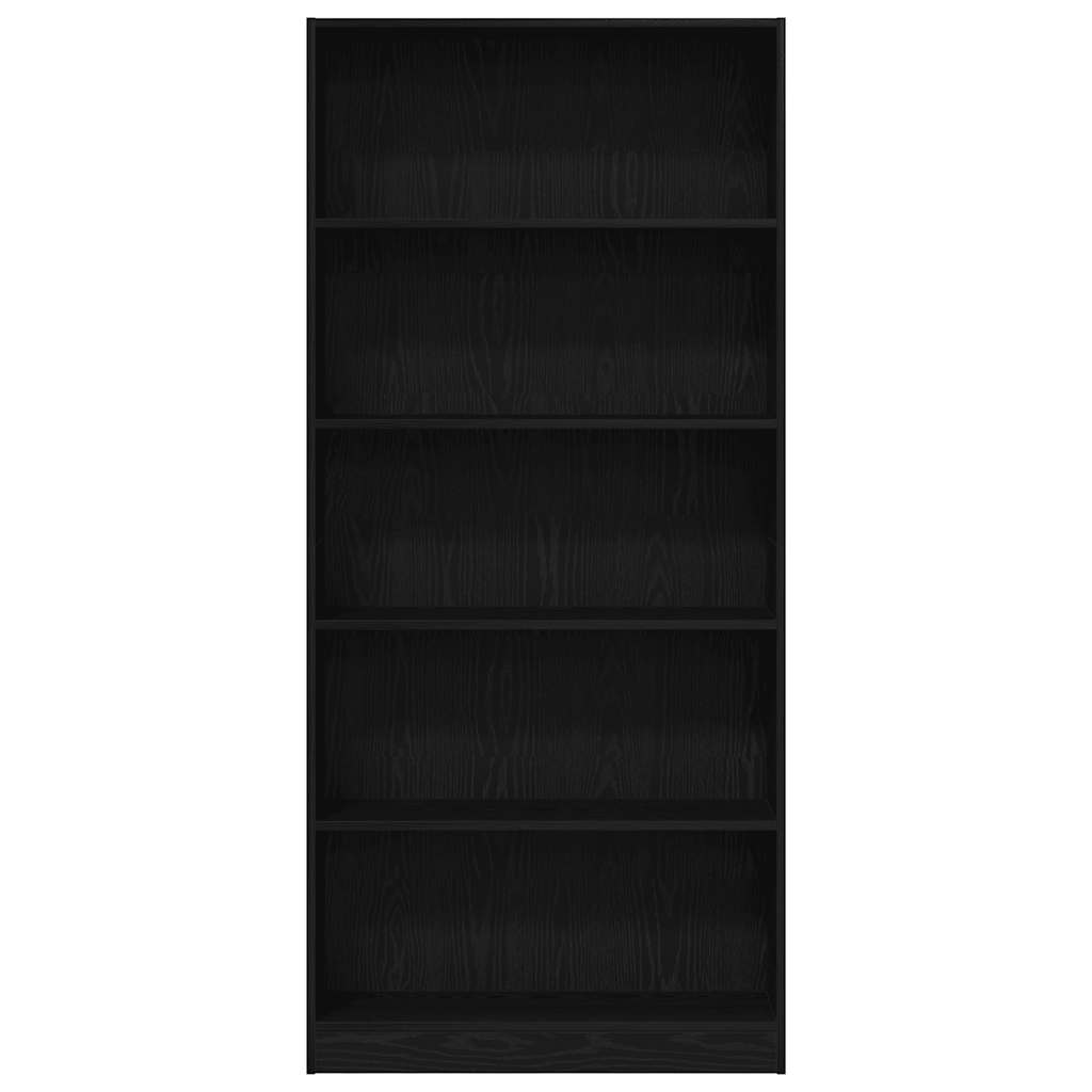 Bokhylla svart ek 80x24x176 cm konstruerat trä