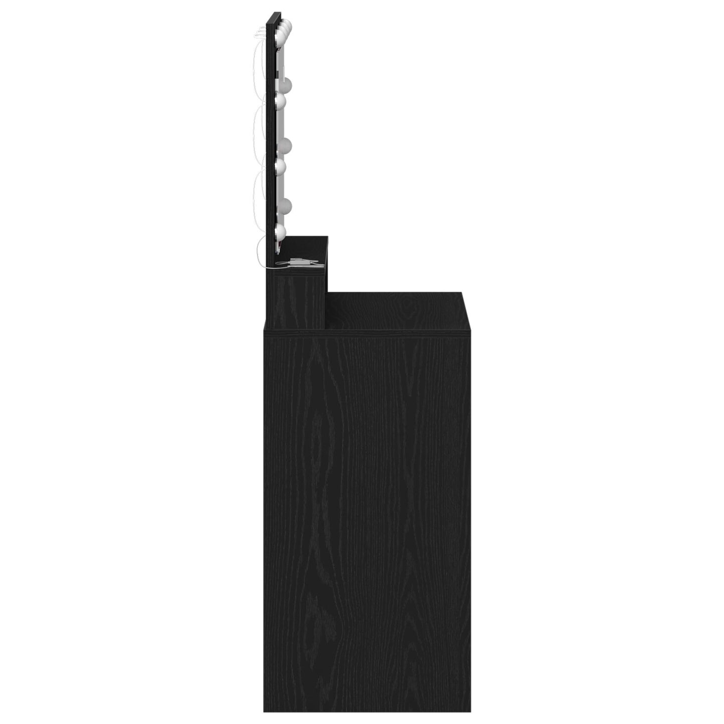 Sminkbord med LED-lampor, svart ek, 50x41x135 cm