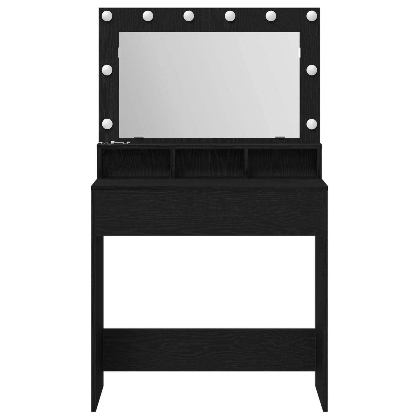 Sminkbord med LED-ljus Svart Ek 79x41x135 cm