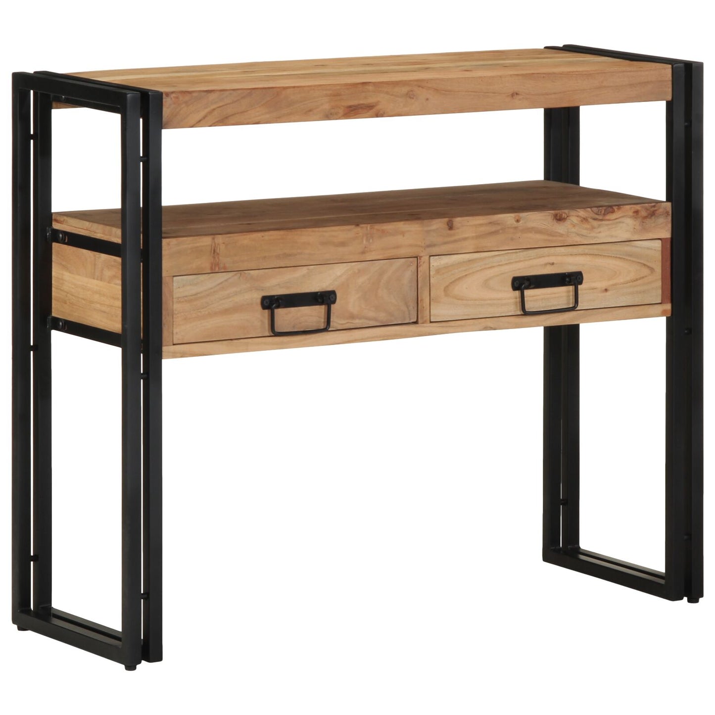 Konsolbord Svart 90x33x75 cm Massivt akaciaträ och metall
