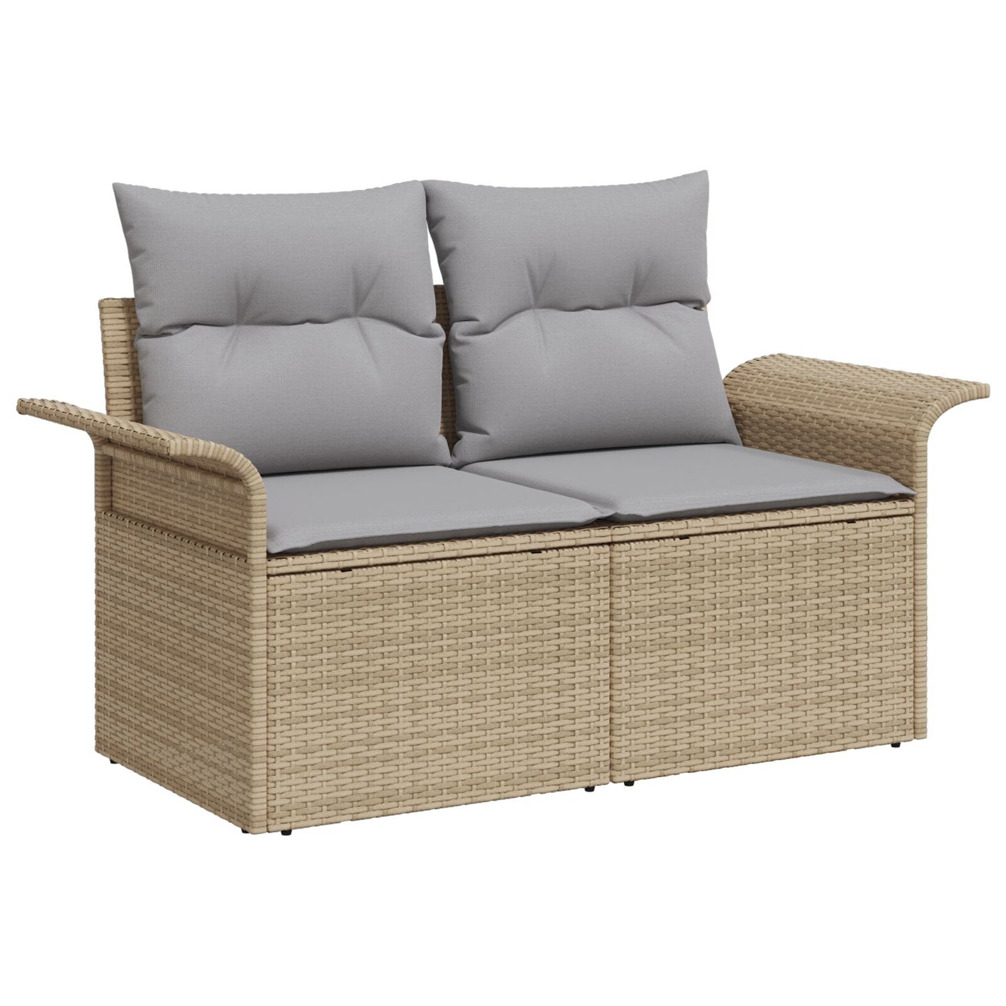 10-delat Trädgårdsmöbelset med Kuddar Beige Poly Rotting Akacia
