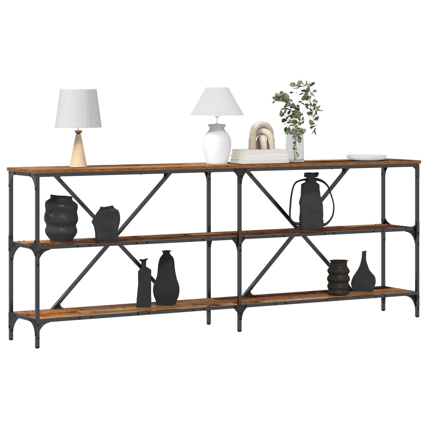 Konsolbord Gamla Trä 200x30x75 cm Ingenjörsträ och Stål