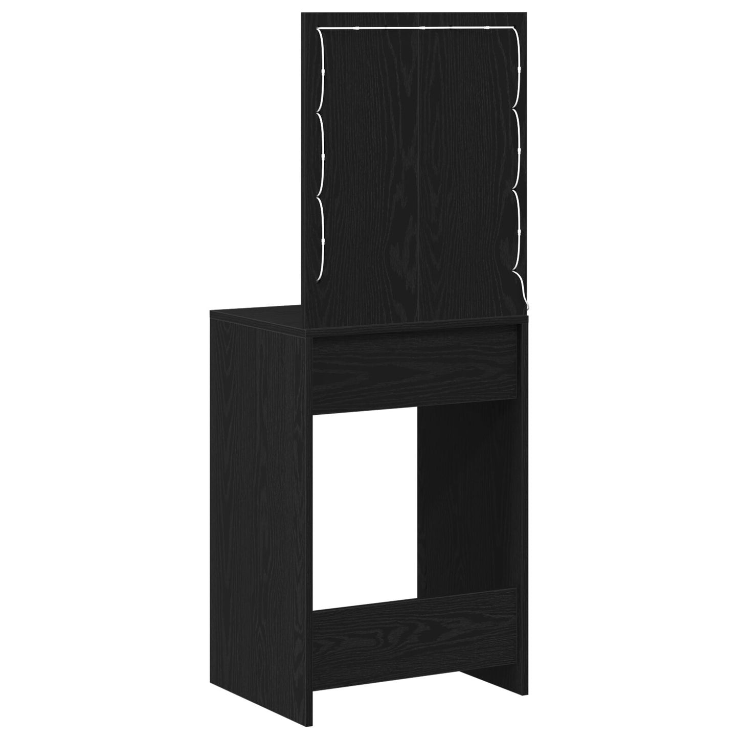 Sminkbord med LED-lampor Svart ek 50x41x135 cm