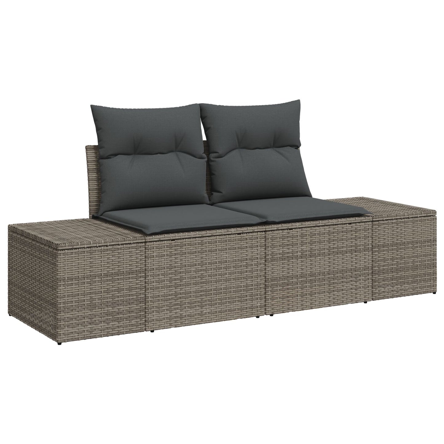 10 Delar Trädgårdsoff set med Kuddar Grå Poly Rattan