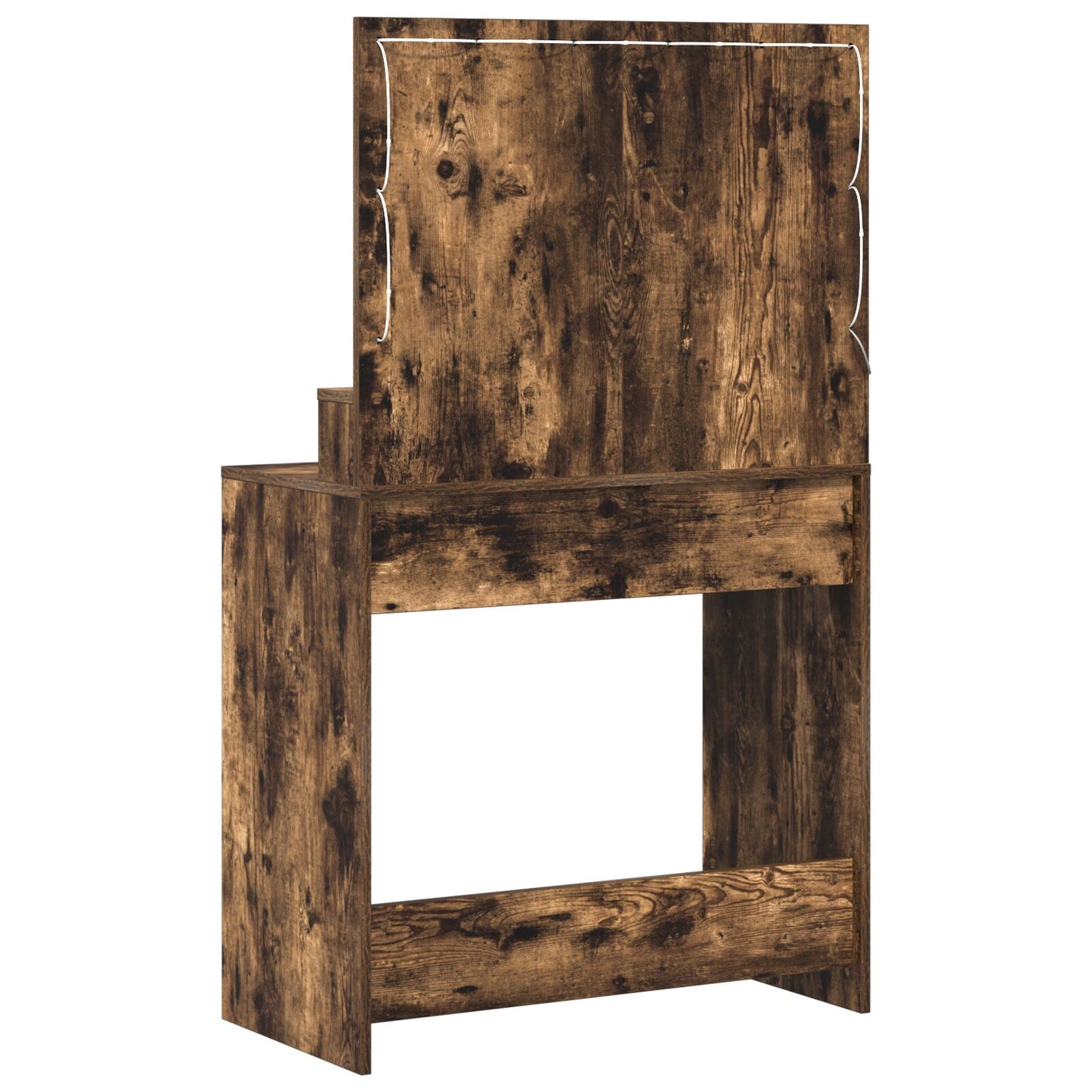 Sminkbord med LED-ljus, Rökt ek, 79x41x135 cm
