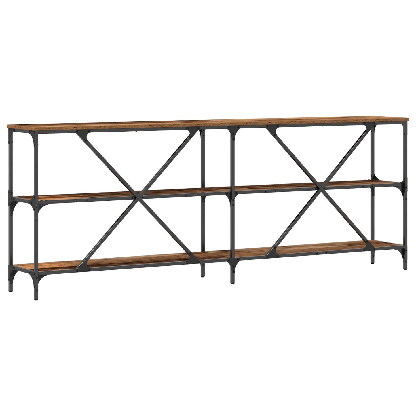 Konsolbord Gamla Trä 200x30x75 cm Ingenjörsträ och Stål