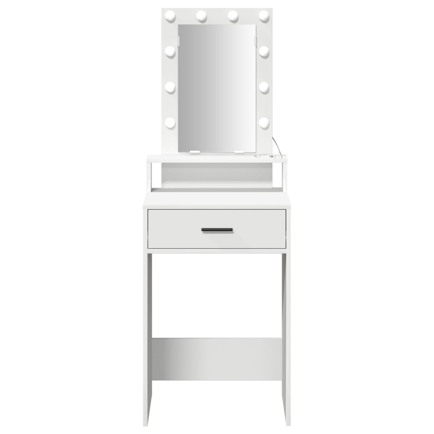 Sminkbord med LED-lampor Vit 50x41x140 cm