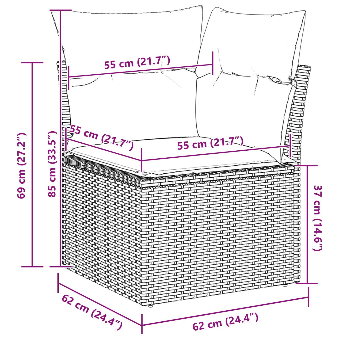 10-delat trädgårdsoffset med kuddar Beige Poly Rattan