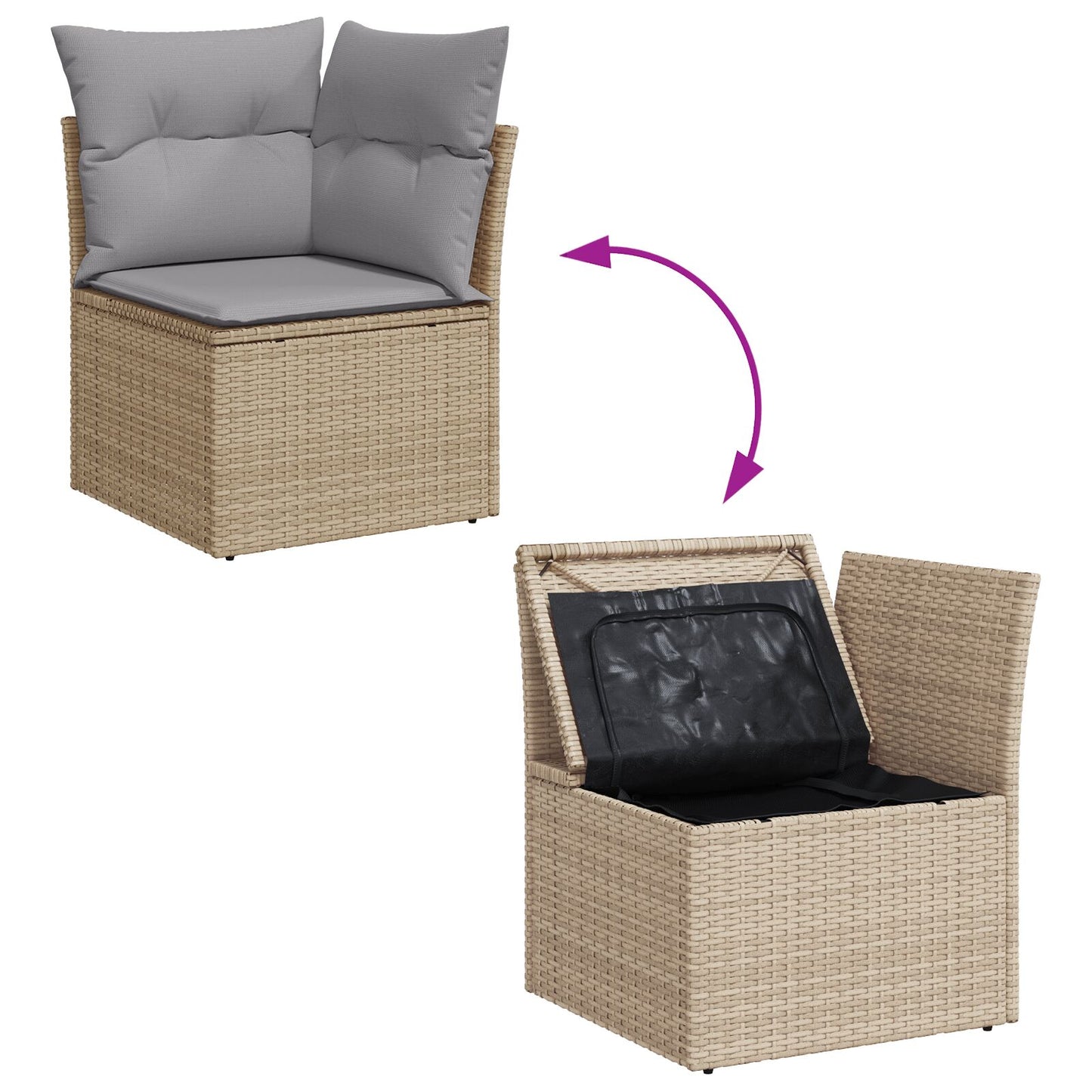 11 Delar Trädgårdsoffagruppe med Kuddar Beige Poly Rattan