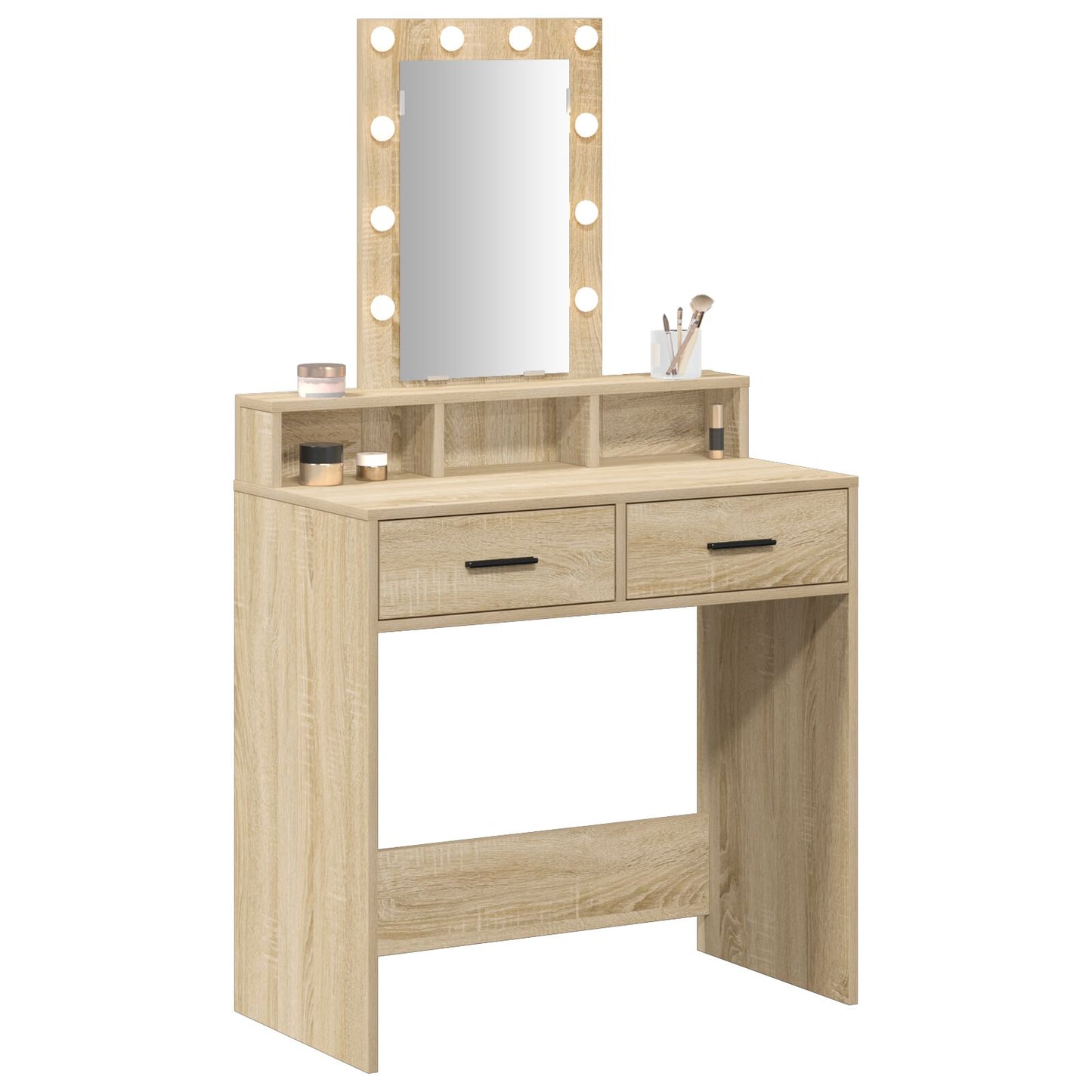 Sminkbord med LED-lampor Sonoma Eklik 79x41x140 cm