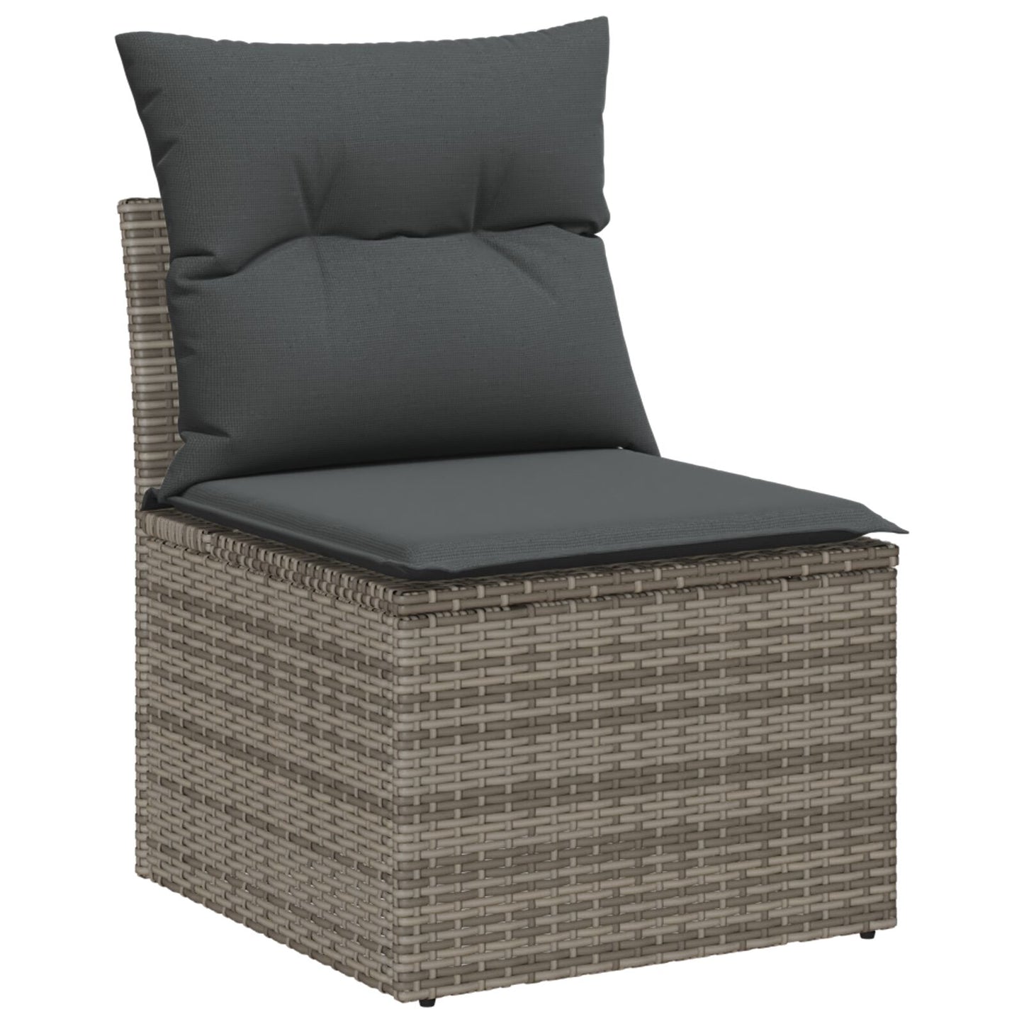 10 Delar Trädgårdsoff set med Kuddar Grå Poly Rattan