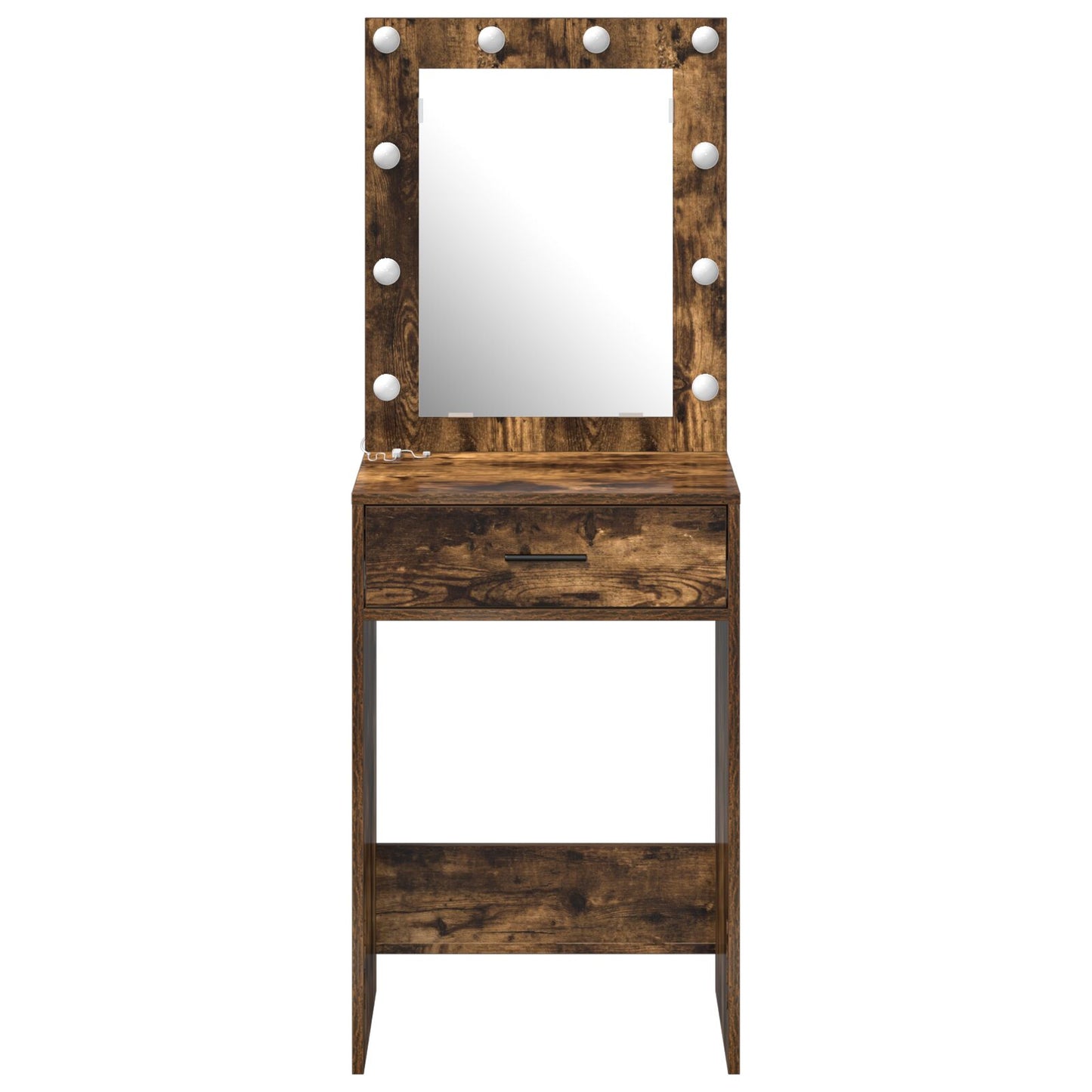 Sminkbord med LED-lampor Rökt ek 50x41x135 cm