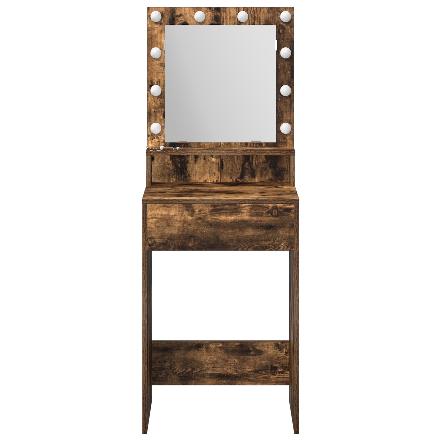 Sminkbord med LED-lampor Rökt Ek 50x41x135 cm