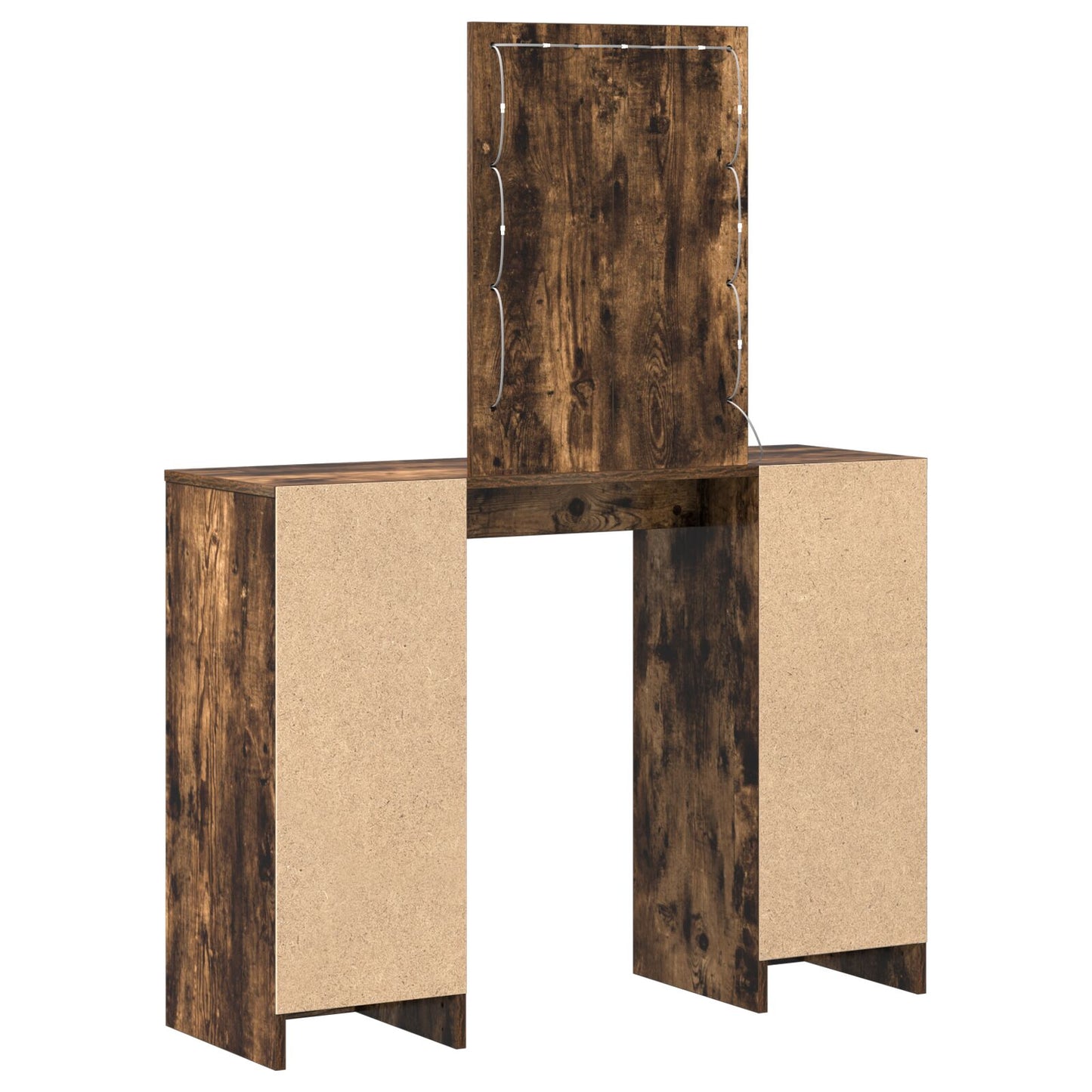 Sminkbord med LED-lampor Rökt Ek 102x33x135 cm