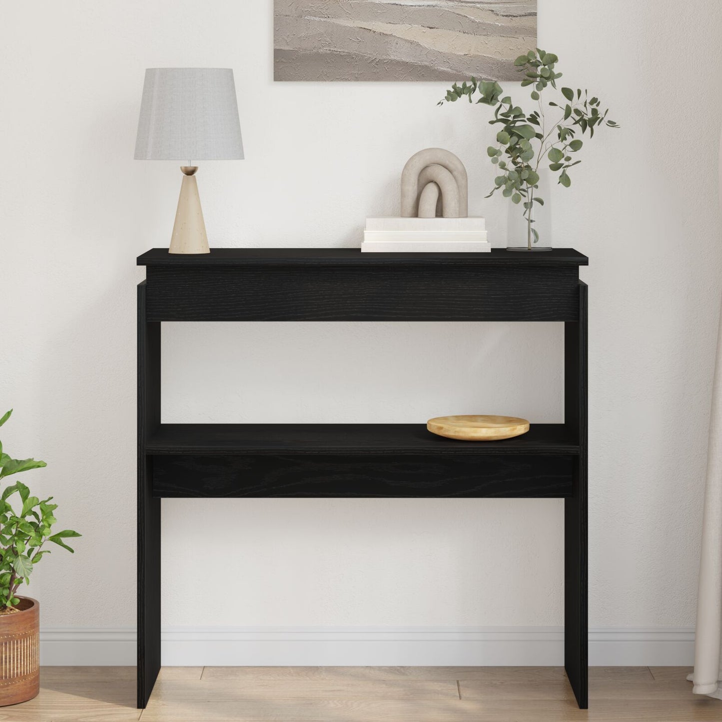 Konsolbord Svart Ek 80x30x80 cm Ingenjörsträ