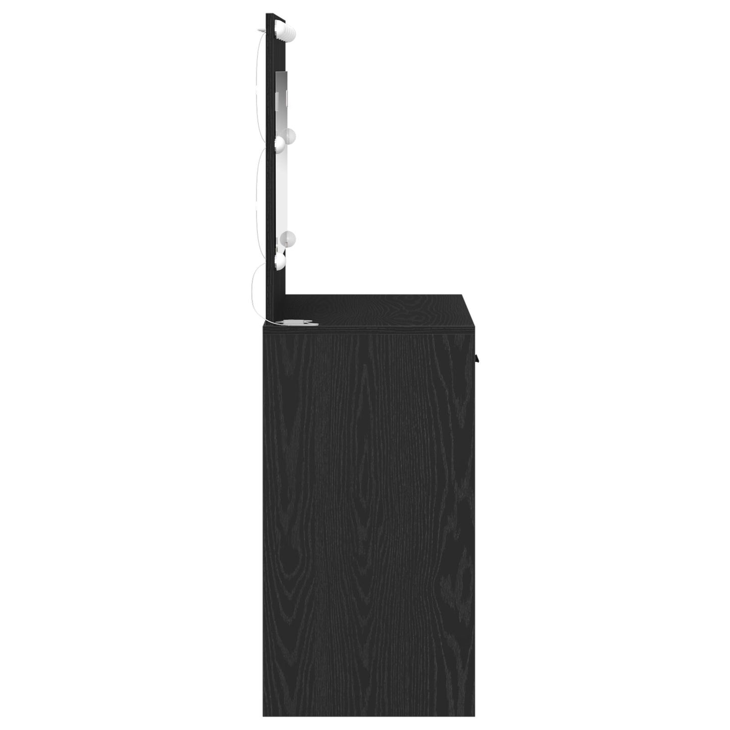 Sminkbord med LED-lampor, svart ek, 78,5x41x135 cm