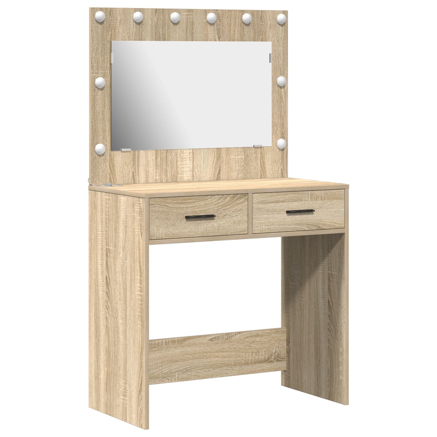 Sminkbord med LED-lampor Sonoma-ek 78,5x41x135 cm