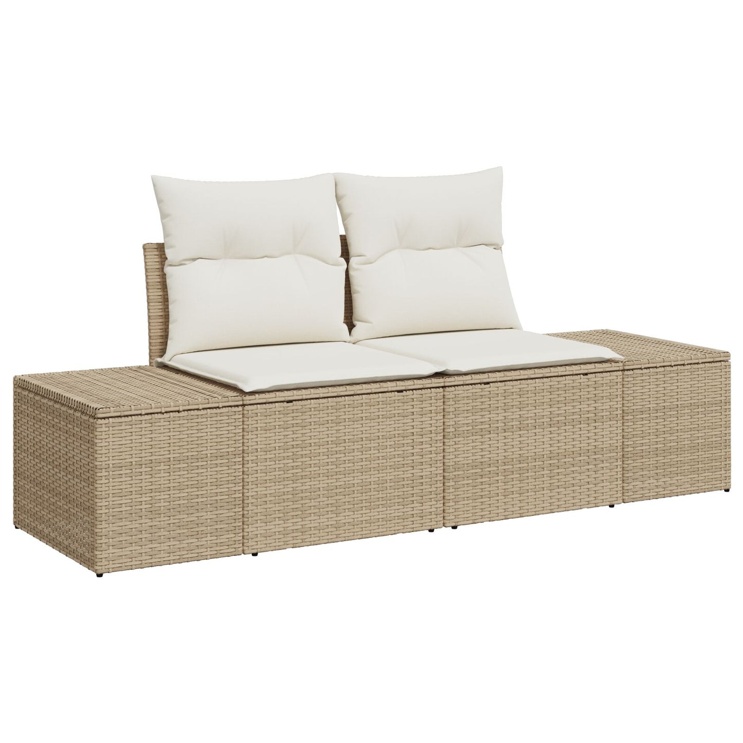 10-delars trädgårdsoffasett med kuddar Beige Poly Rattan