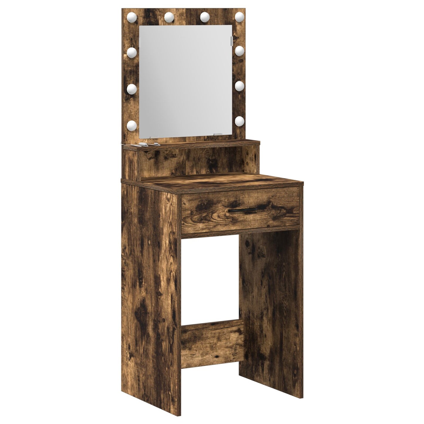 Sminkbord med LED-lampor Rökt ek 50x41x135 cm