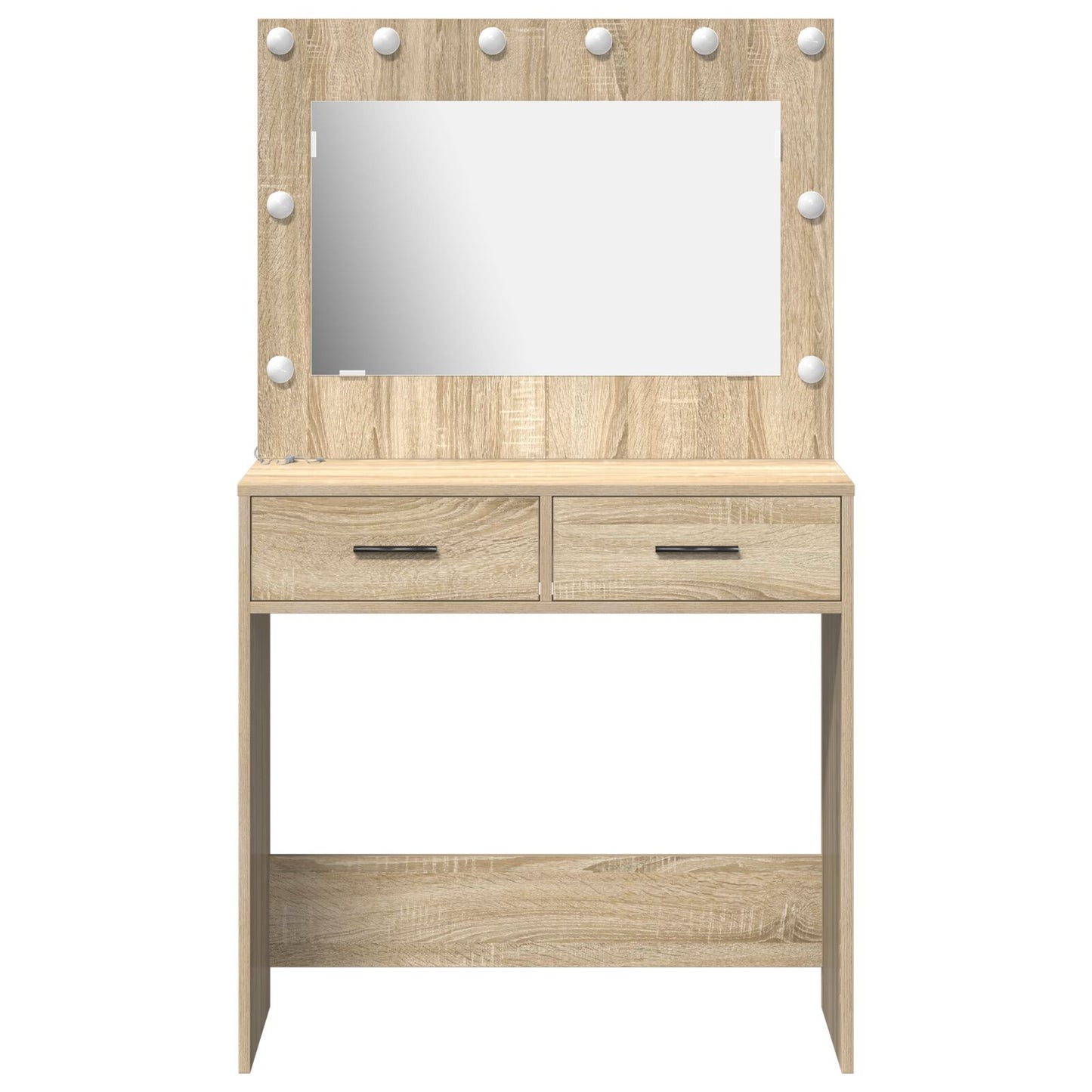 Sminkbord med LED-lampor Sonoma-ek 78,5x41x135 cm